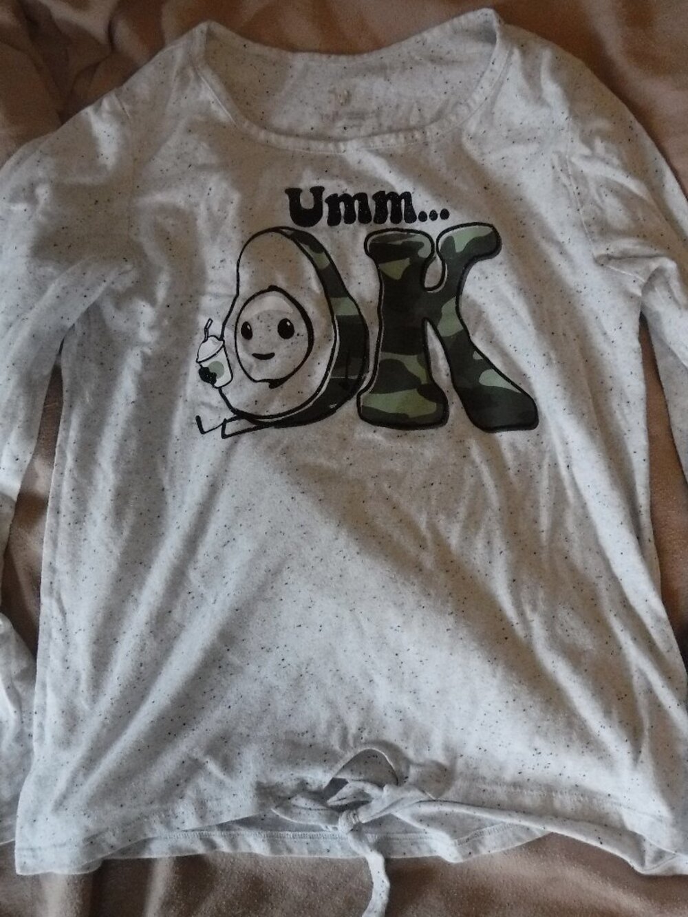 Justice Girls Size 12 Avocado Graphic Umm Ok Long Sleeve Shirt